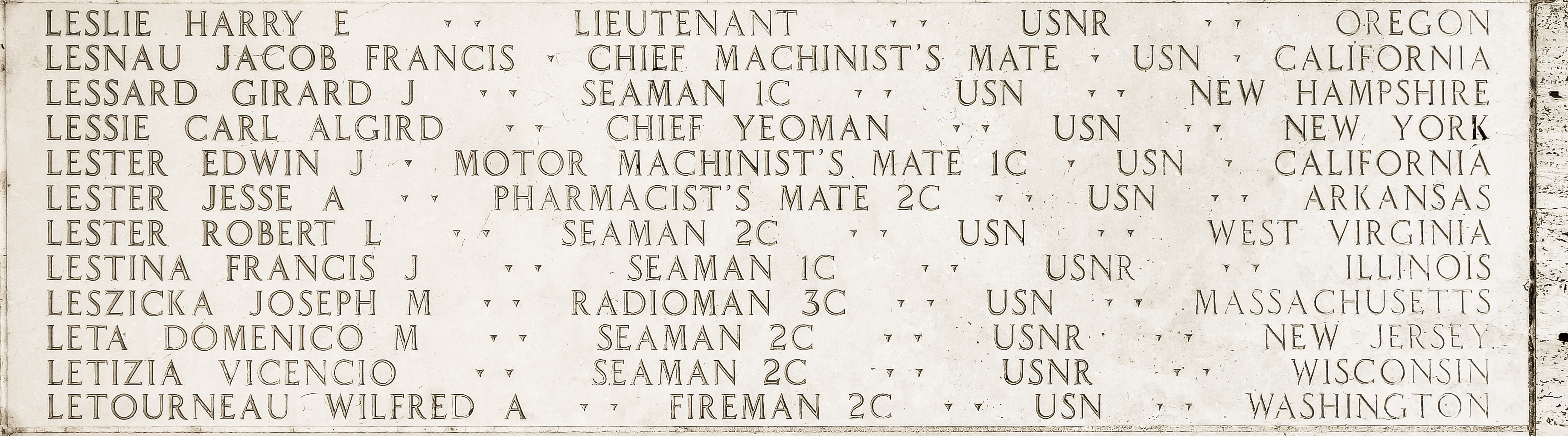 Joseph M. Leszicka, Radioman Third Class